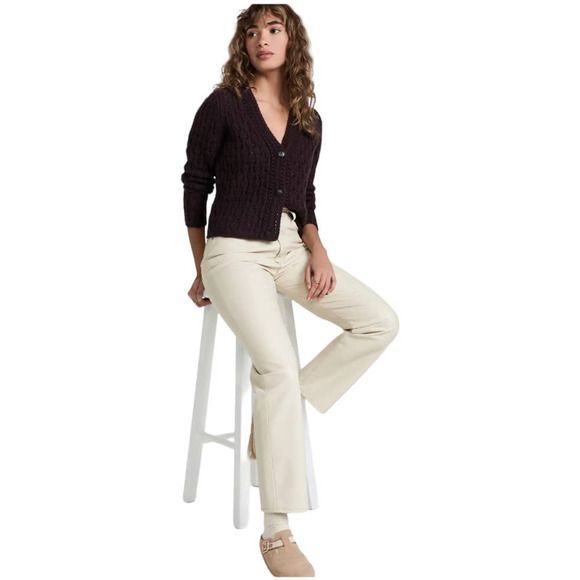 Vince NWT Crochet Wool Cashmere Blend Knit Cardigan Size XXS Purple Button Front - Picture 14 of 14